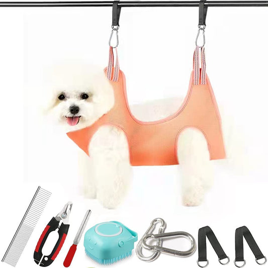KONTY Pet Grooming Hammock, Durable Dog Hammock for Grooming, Dog Grooming Helper Cat/Dog/Pet Grooming Hammock (S(Legs Spacing: 5.1""-11.8"" / Max W: 55LB))