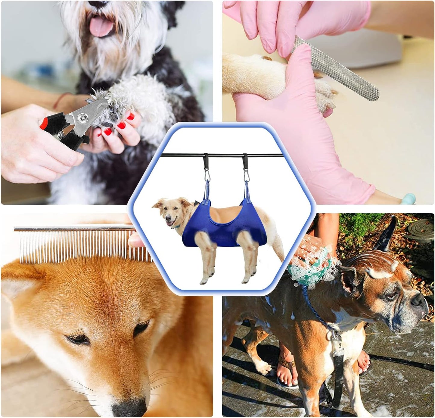 KONTY Pet Grooming Hammock, Durable Dog Hammock for Grooming, Dog Grooming Helper Cat/Dog/Pet Grooming Hammock (M(Legs Spacing: 5.9""-14.2"" / Max W: 65LB))