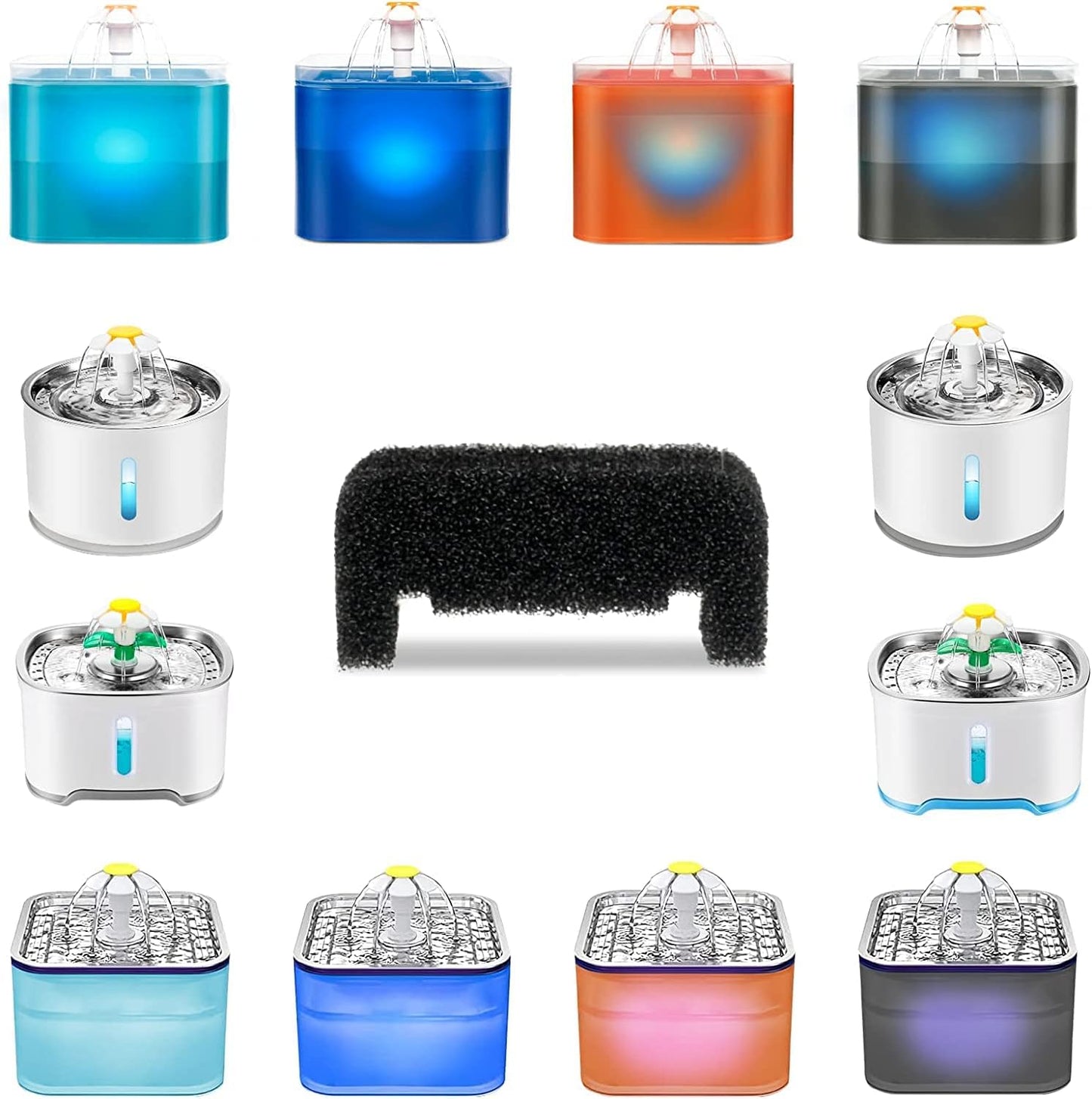 Cat Fountain Sponge Foam Filter, 4 Pack - Compatible with Vindox/Nautypaws Fountains, Removes Hair & Debris, Keeps Water Clean, Extends Pump Life