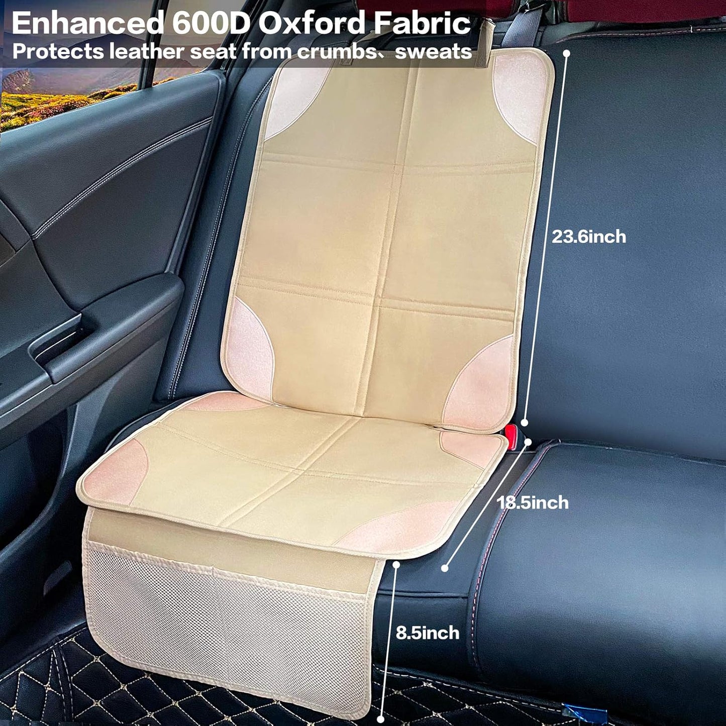 Meolsaek Car Seat Protector, Non-Slip Backing Will Not Leave Imprint, Waterproof Thicker Car Seat Cover for SUV, Sedan, Truck, Leather Car Seat Cushion (Ochre)