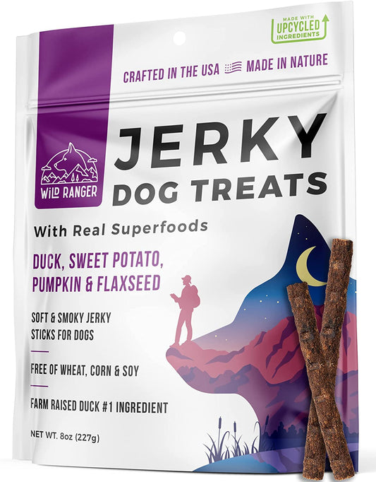 WILD NATURE Duck Jerky Dog Treats | Healthy, All-Natural Duck Jerky Sticks Made in the USA Only | High Protein, Soft Chew Dog Jerky Treats | Grain Free Superfoods | Perfect Duck Dog Training Treats