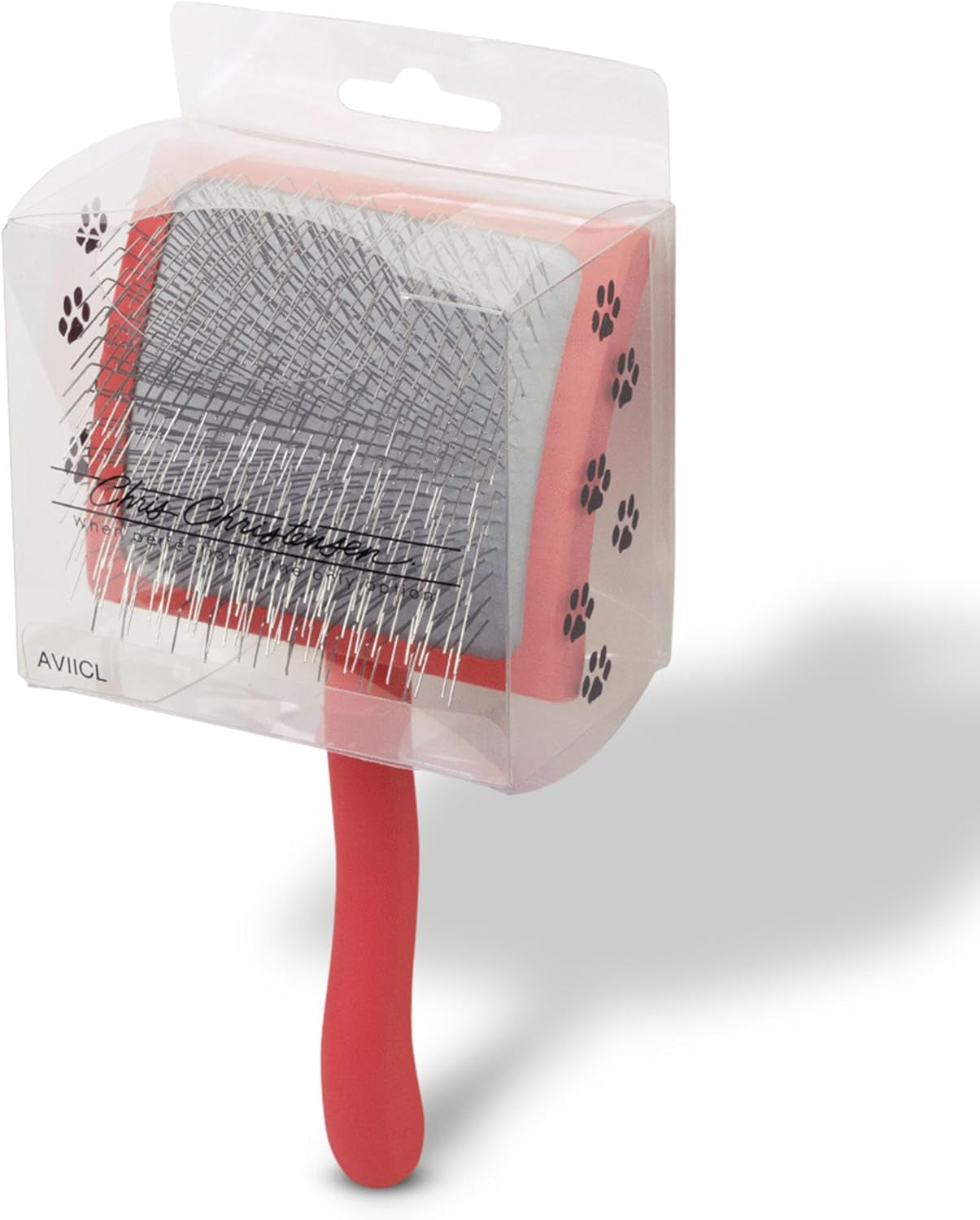 Chris Christensen Big G Dog Slicker Brush for Professional Grooming of Goldendoodles, Labradoodles, and Poodles - Coral, Large Size for Efficient Fluffing and Detangling