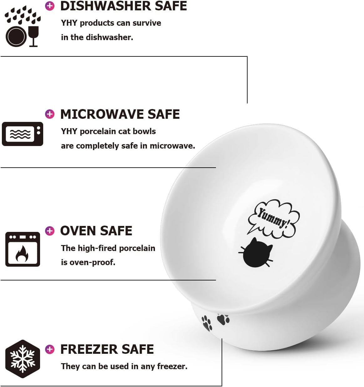 Y YHY Cat Bowl anti Vomiting, Raised Food Bowls, Tilted Elevated Bowl, Ceramic Pet Food Bowl for Flat Faced Cats, Small Dogs, Protect Pet'S Spine, Dishwasher Safe (5 Inches, White)