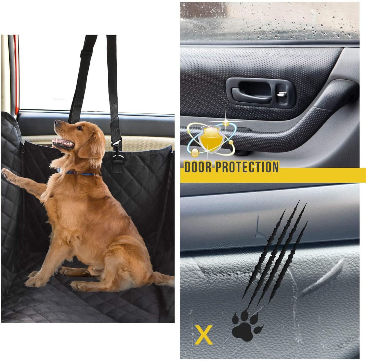 Vailge Dog Seat Cover for Back Seat, 100% Waterproof with Mesh Window, Scratch Prevent Anti-Slip Dog Car Hammock, Standard