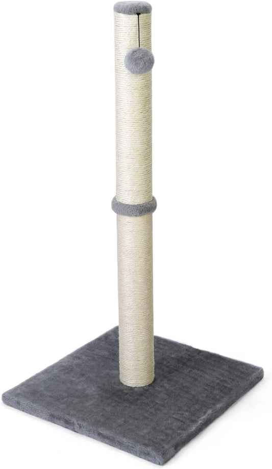 Petellow 31'' Tall Cat Scratching Post - Cat Claw Scratcher with Hanging Ball - Scratching Posts for Indoor Large Cats - Durable Stable Cat Furniture with Sisal Rope - Cat Scratch Post-Grey