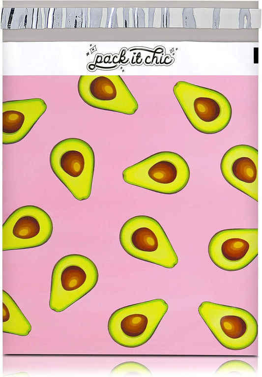 Pack It Chic - 10X13 (100 Pack) California Avocados Poly Mailer Envelope Plastic Custom Mailing & Shipping Bags - Self Seal