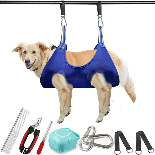 KONTY Pet Grooming Hammock, Durable Dog Hammock for Grooming, Dog Grooming Helper Cat/Dog/Pet Grooming Hammock (M(Legs Spacing: 5.9""-14.2"" / Max W: 65LB))