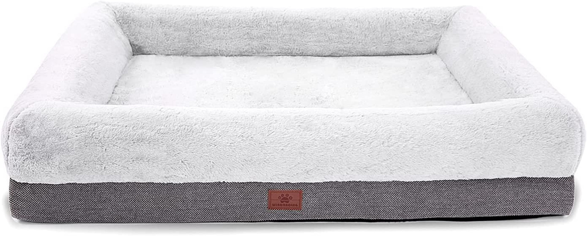WINDRACING Orthopedic Dog Bed for Extra Large Dogs, Bolster Sides Dogs Sofa Bed with Removable Washable Cover & Non-Skid Bottom, Soft Pet Bed with Egg Foam Dog Couch for Sleeping, 46 X 30 Inch, Gray