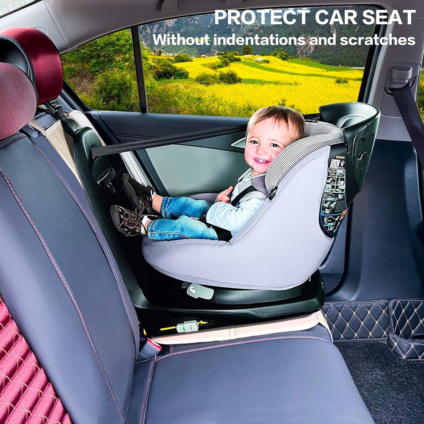 Meolsaek Car Seat Protector, Non-Slip Backing Will Not Leave Imprint, Waterproof Thicker Car Seat Cover for SUV, Sedan, Truck, Leather Car Seat Cushion (Ochre)
