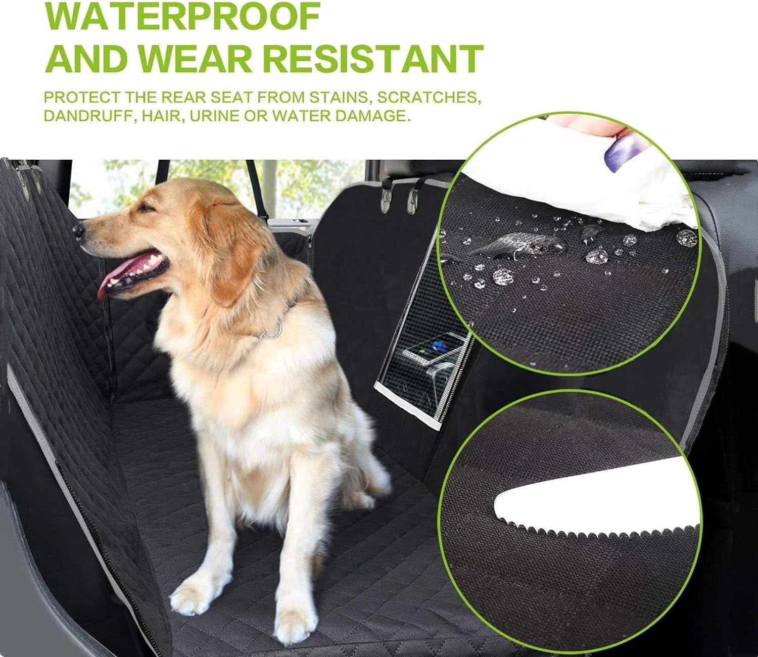 Pecute Dog Car Seat Cover for Back Seat, Dog Seat Cover with Perspective Mesh, Storage Bags, Hammock - Waterproof Scratch Proof Non-Slip, Durable Car Seat Covers for Dogs for Car SUV Truck