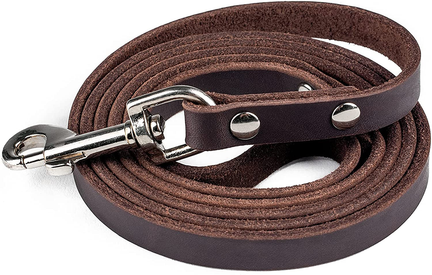 Mighty Paw Leather Dog Leash - Genuine Distressed Material - Premium - Suitable for All Pet Sizes - Heavy Duty Dogs Leashes - Modern - Dark