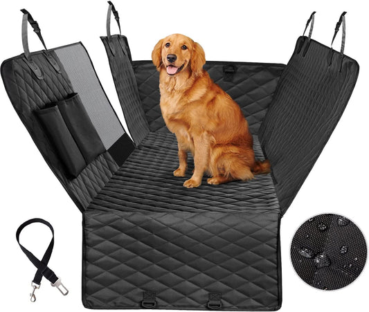 Vailge Dog Seat Cover for Back Seat, 100% Waterproof with Mesh Window, Scratch Prevent Anti-Slip Dog Car Hammock, Standard