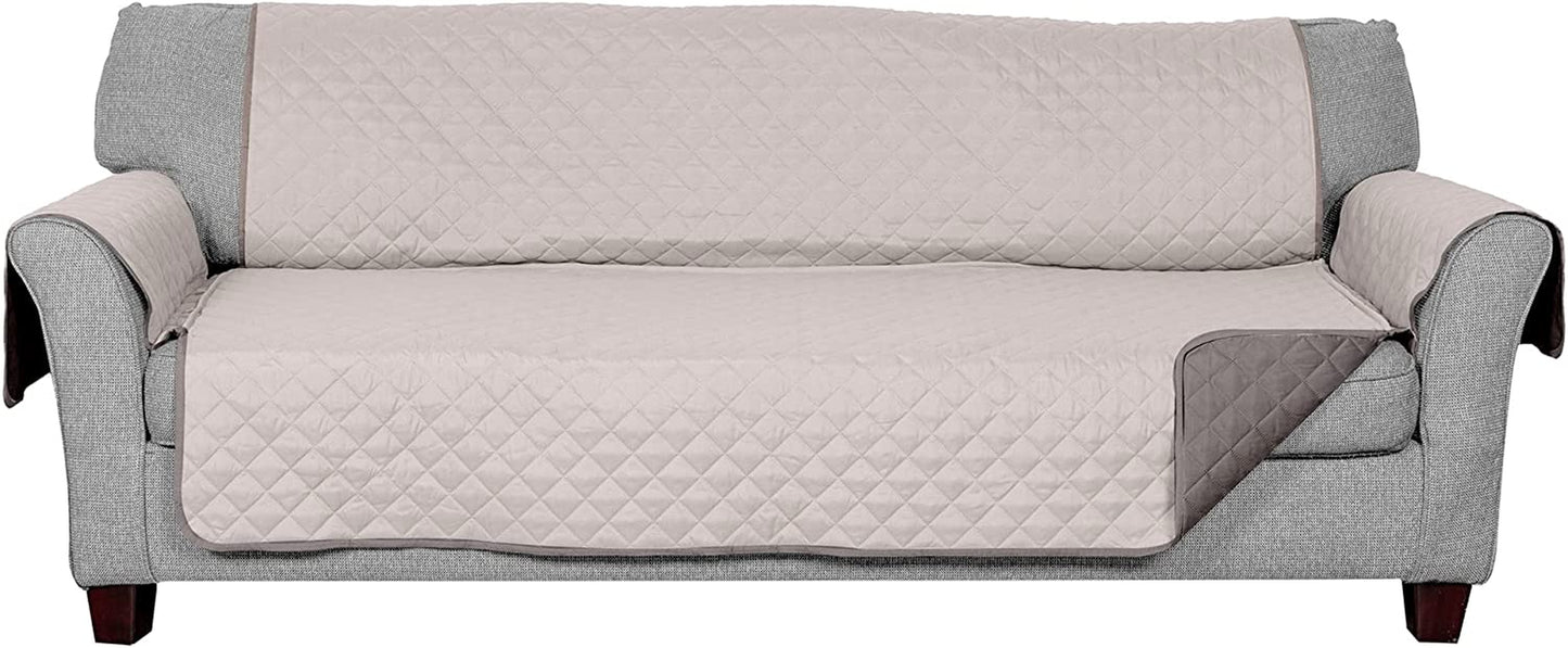 Furhaven Water-Resistant & Reversible Large Sofa/Couch Cover Protector for Dogs, Cats, & Children - Two-Tone Pinsonic Quilted Living Room Furniture Cover - Gray/Mist, Large Sofa