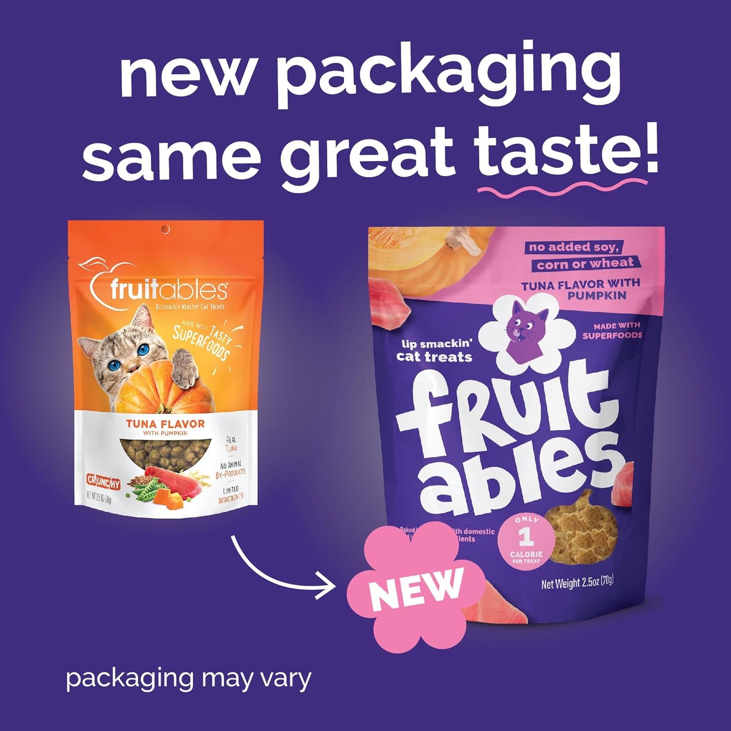 Fruitables Cat Treats, Healthy Treats for Cats, Low Calorie and Packed with Protein, Crunchy Biscuits, No Wheat, Corn or Soy, Made with Real Tuna and Pumpkin, 2.5Oz