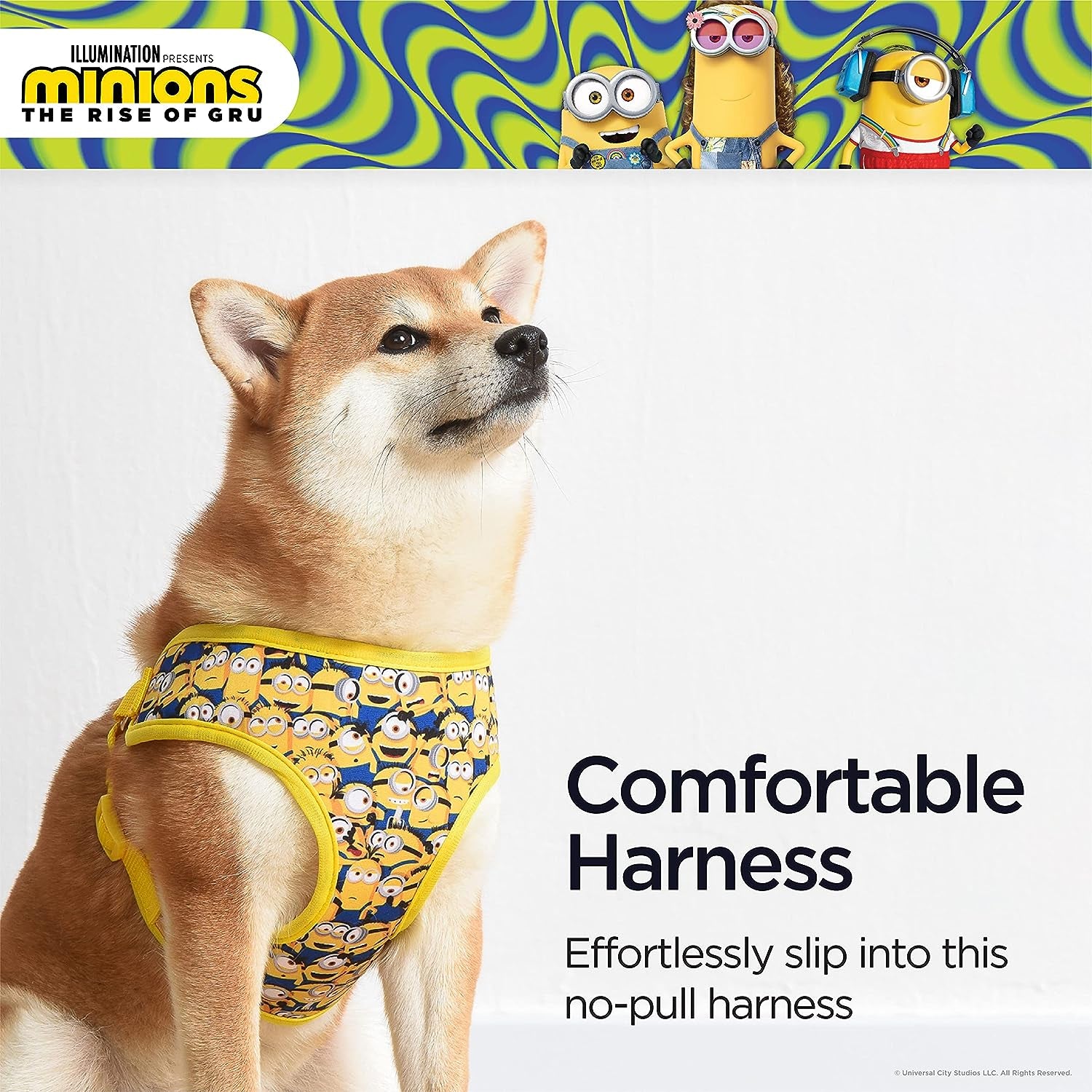 Minions Dog Harness, Medium, Yellow, More than a Minion | Comfortable Mesh No-Pull Dog Harness| Gifts for Minions Fans and Their Pets | Officially Licensed Pet Product from Universal Studios
