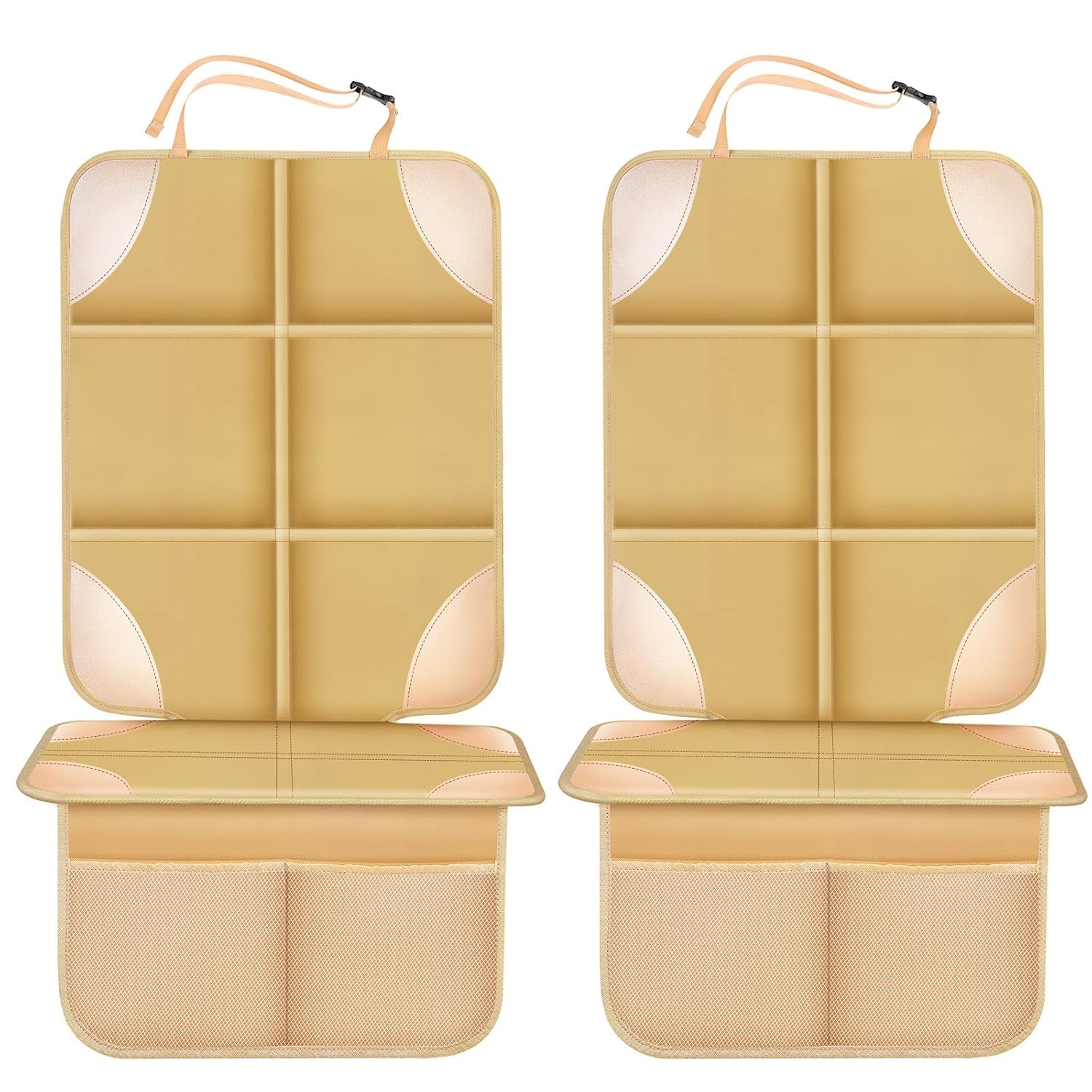 Meolsaek Car Seat Protector, Non-Slip Backing Will Not Leave Imprint, Waterproof Thicker Car Seat Cover for SUV, Sedan, Truck, Leather Car Seat Cushion (Ochre)