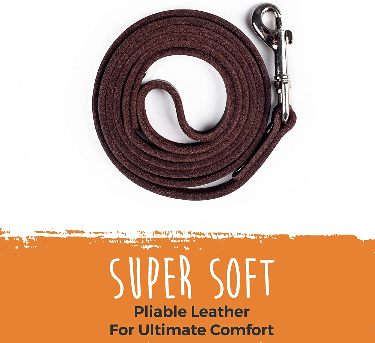 Mighty Paw Leather Dog Leash - Genuine Distressed Material - Premium - Suitable for All Pet Sizes - Heavy Duty Dogs Leashes - Modern - Dark