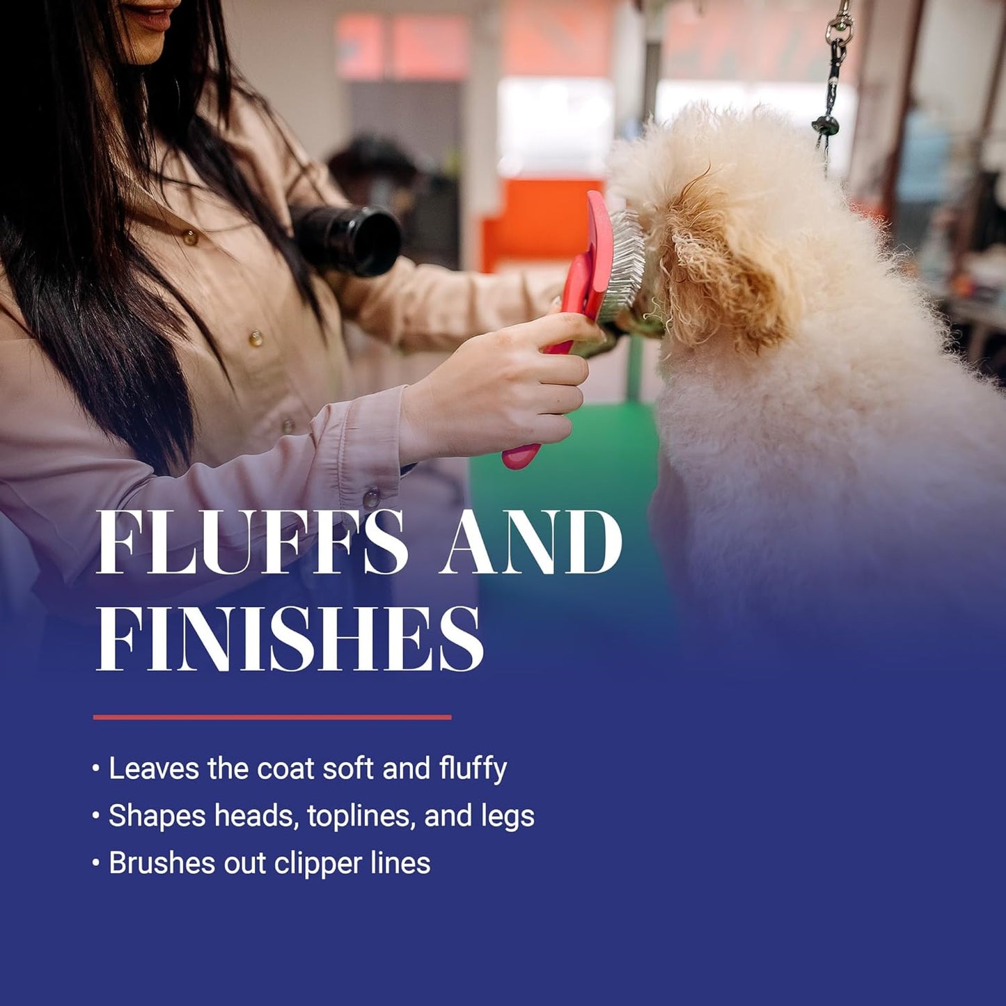 Chris Christensen Big G Dog Slicker Brush for Professional Grooming of Goldendoodles, Labradoodles, and Poodles - Coral, Large Size for Efficient Fluffing and Detangling