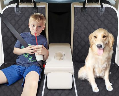 Pecute Dog Car Seat Cover for Back Seat, Dog Seat Cover with Perspective Mesh, Storage Bags, Hammock - Waterproof Scratch Proof Non-Slip, Durable Car Seat Covers for Dogs for Car SUV Truck
