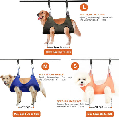 KONTY Pet Grooming Hammock, Durable Dog Hammock for Grooming, Dog Grooming Helper Cat/Dog/Pet Grooming Hammock (S(Legs Spacing: 5.1""-11.8"" / Max W: 55LB))
