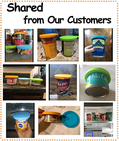 Comtim Pet Food Can Cover Silicone Can Lids for Dog and Cat Food(Universal Size,One Fit 3 Standard Size Food Cans),Multi-Colored