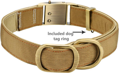 Chede Luxury Padded Adjustable Heavy Duty Nylon Dog Collar, Seatbelt Metal Buckle,For Medium Large Pets