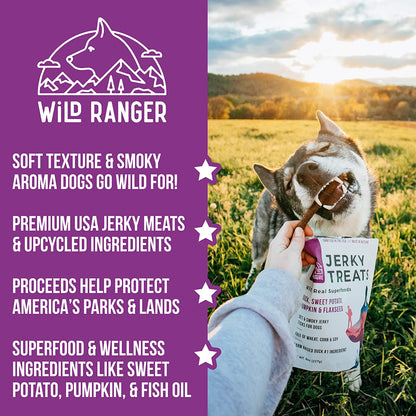 WILD NATURE Duck Jerky Dog Treats | Healthy, All-Natural Duck Jerky Sticks Made in the USA Only | High Protein, Soft Chew Dog Jerky Treats | Grain Free Superfoods | Perfect Duck Dog Training Treats