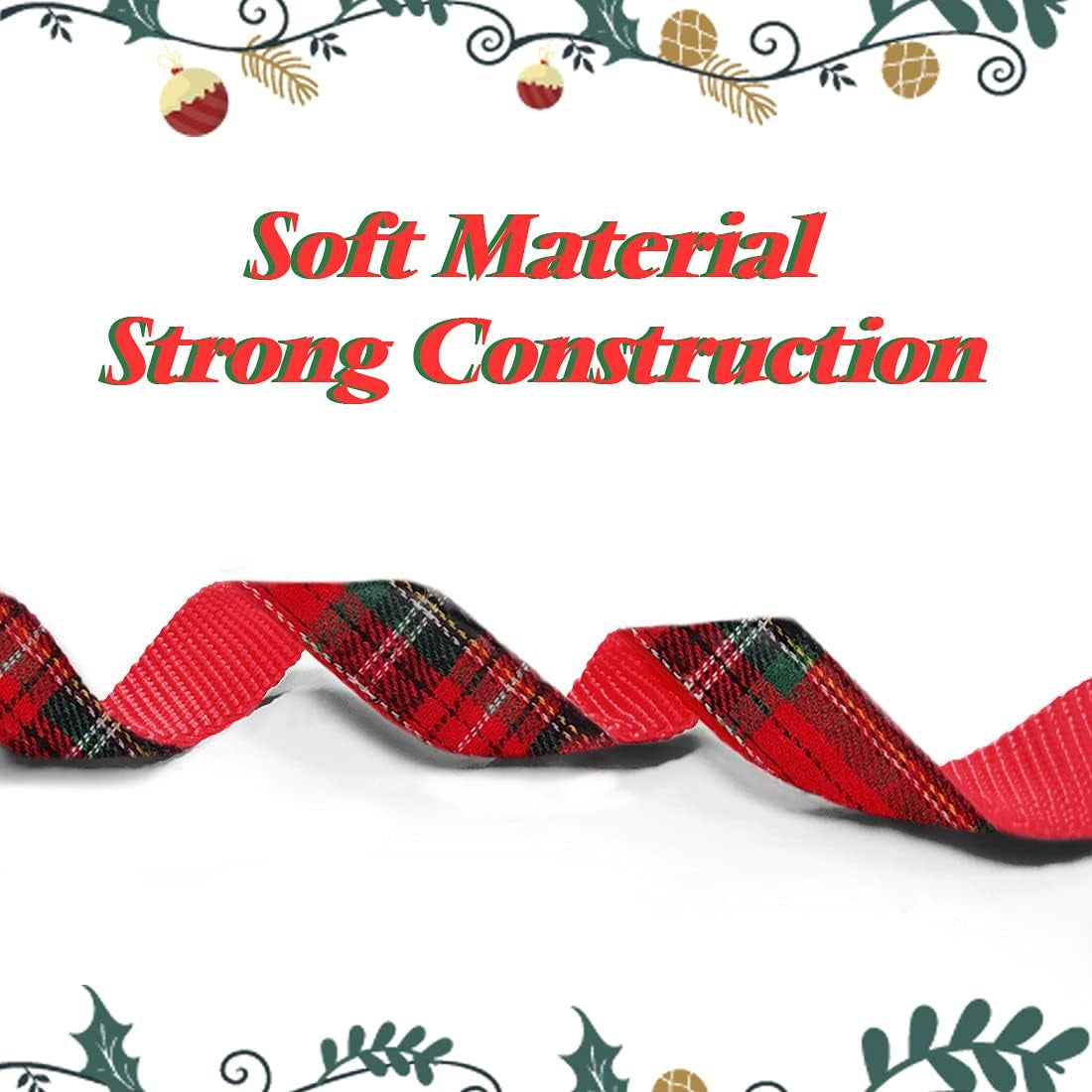 Azuza Christmas Dog Collar and Leash Set, Buffalo Plaid Dog Collar with Matching Leash for Small Dogs, Great for Christmas, New Year, Festivals and Daily Use