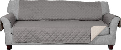 Furhaven Water-Resistant & Reversible Large Sofa/Couch Cover Protector for Dogs, Cats, & Children - Two-Tone Pinsonic Quilted Living Room Furniture Cover - Gray/Mist, Large Sofa