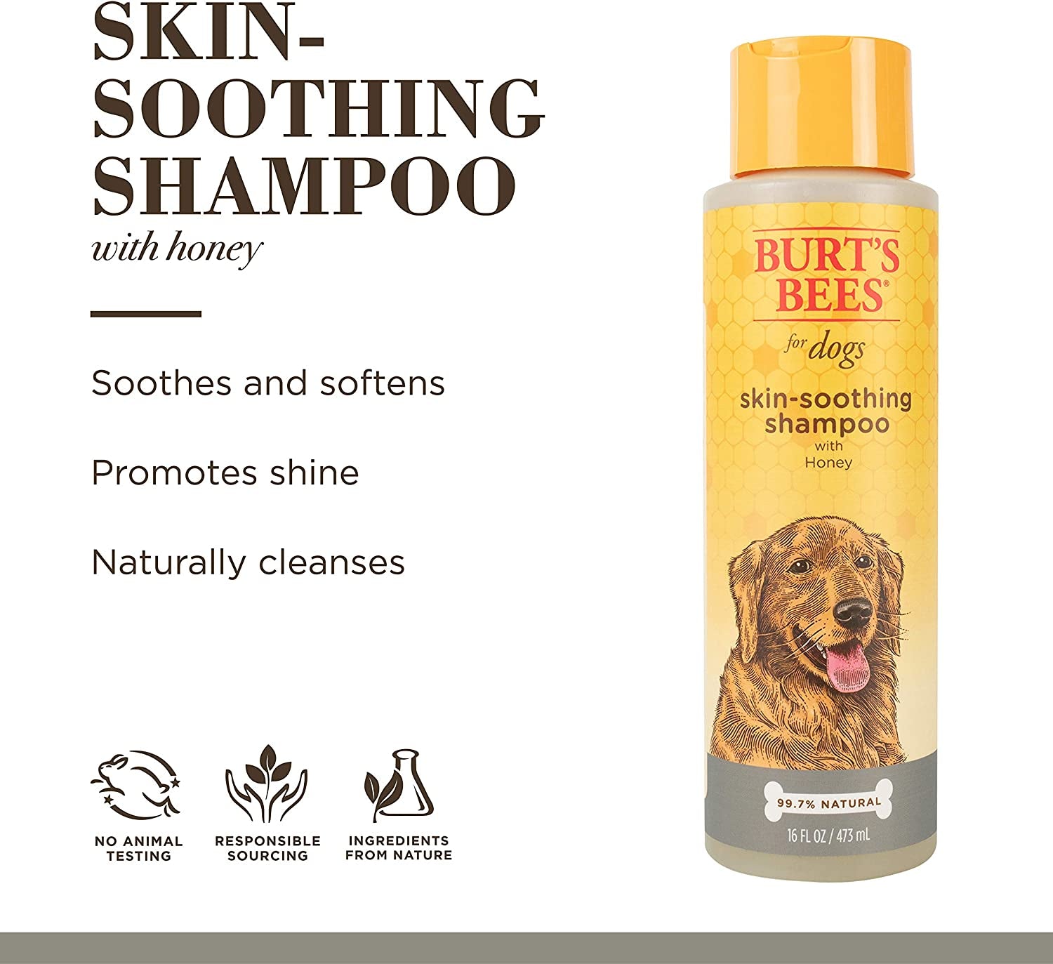 Burt'S Bees for Pets Naturally Derived Skin Soothing Shampoo with Honey - Dog Shampoo for All Dogs and Puppies - Safe for Dogs with Dry and Sensitive Skin - Made in USA, 16 Ounces
