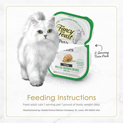 Purina Fancy Feast Gourmet Wet Cat Food Variety Pack, Petites Gravy Collection, Break-Apart Tubs, 48 Servings - (Pack of 24) 2.8 Oz. Tubs