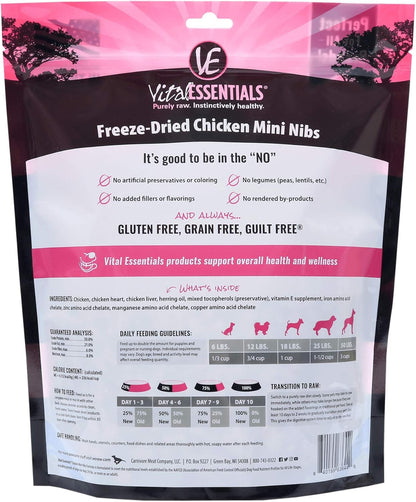Vital Essentials Freeze Dried Dog Food, Chicken Mini Nibs 16 Oz