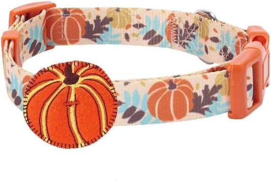 Blueberry Pet Thanksgiving Dog Collar - Adjustable Fall Pumpkin Puppy Collar for Small Dogs, Medium 14.5"-20" - Perfect for Holiday Enthusiasts & Family Photos - Seasonal Dog Collars