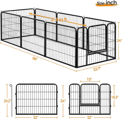 Yaheetech Dog Playpen Indoor, Extra Wide Outdoor Dog Fence Foldable Pet Puppy Exercise Pen for Yard/Garden/Rv Camping, 8 Panels 24 Inch Height X 32 Inch Width