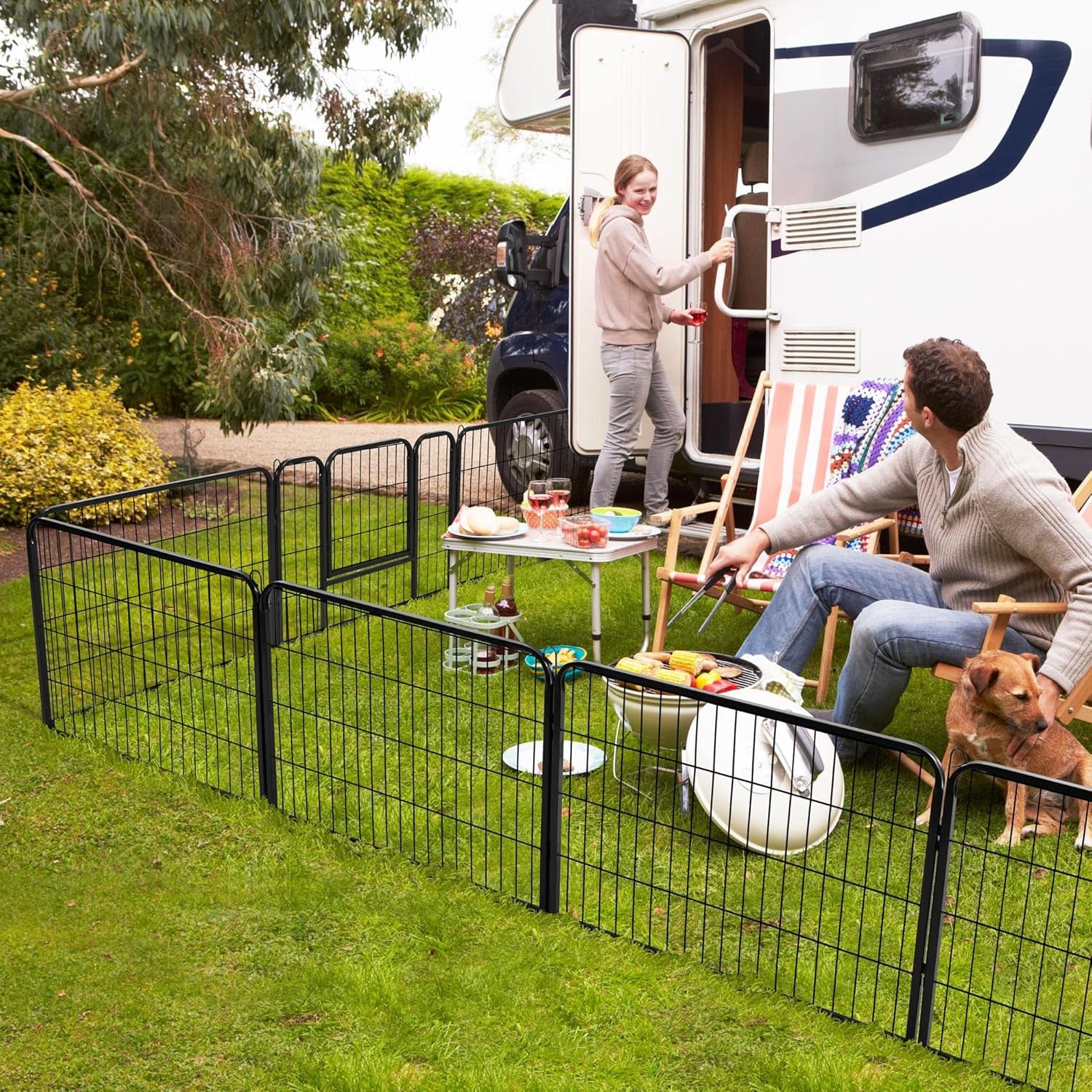 Yaheetech Dog Playpen Indoor, Extra Wide Outdoor Dog Fence Foldable Pet Puppy Exercise Pen for Yard/Garden/Rv Camping, 8 Panels 24 Inch Height X 32 Inch Width
