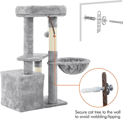 Topeakmart Cat Tree 34In Cat Tower Plush Cover with Condo, Platform & Basket for Indoor Kittens, Cat Furniture Activity Tree