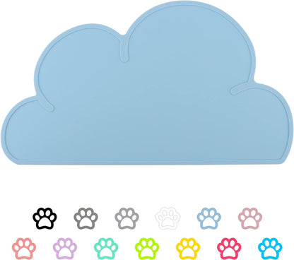 Designster Pet Food Mats–Dog Cat Feeding Mat Top Grade Cloud Silicone Pad Anti-Slip Waterproof Anti-Slip Bowl Placemat (Blue)