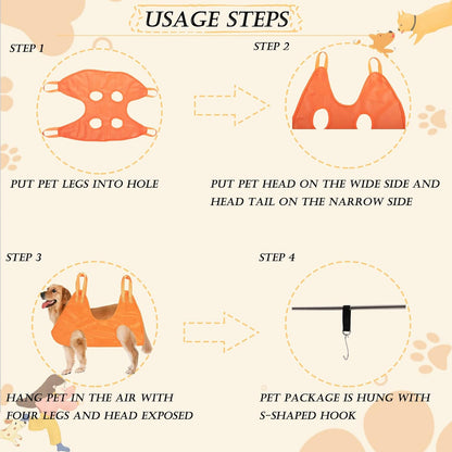 Hearyoo Pet Grooming Hammock Harness,Breathable Dog Hammock Restraint Bag for Pet,Dog Holder for Grooming,Pet Supplies Kit,With 4 Hooks ,Nail Trimmer, Pet Comb, Nail File for Pet Bathing