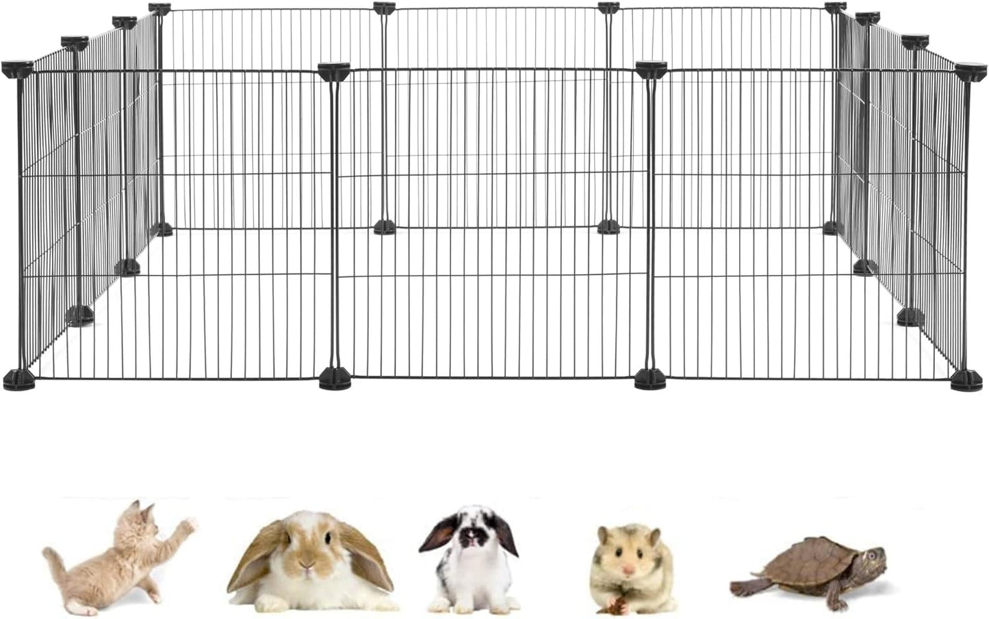 Allisandro Guinea Pig Cages Small Animal Playpen, Small Animal Cage for Indoor Outdoor Use, Portable Metal Wire Yard Fence for Guinea Pigs, Bunny, Turtle, Hamster, 12 Panels(13.8X13.8)
