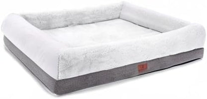 WINDRACING Orthopedic Dog Bed for Extra Large Dogs, Bolster Sides Dogs Sofa Bed with Removable Washable Cover & Non-Skid Bottom, Soft Pet Bed with Egg Foam Dog Couch for Sleeping, 46 X 30 Inch, Gray