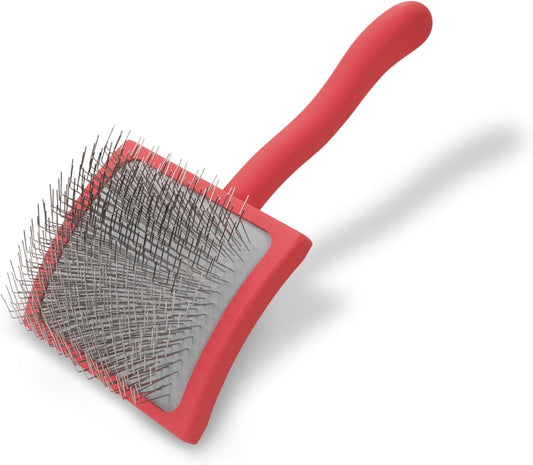 Chris Christensen Big G Dog Slicker Brush for Professional Grooming of Goldendoodles, Labradoodles, and Poodles - Coral, Large Size for Efficient Fluffing and Detangling