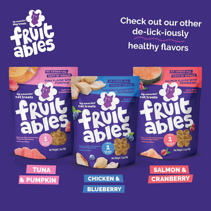 Fruitables Cat Treats, Healthy Treats for Cats, Low Calorie and Packed with Protein, Crunchy Biscuits, No Wheat, Corn or Soy, Made with Real Tuna and Pumpkin, 2.5Oz