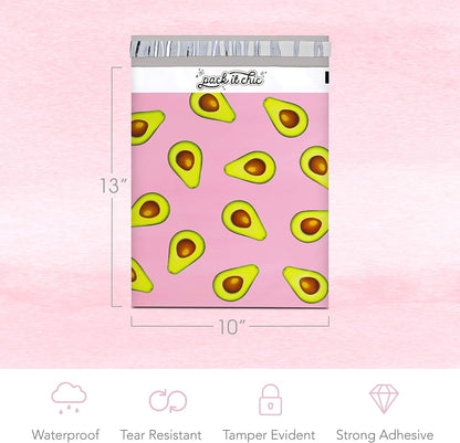 Pack It Chic - 10X13 (100 Pack) California Avocados Poly Mailer Envelope Plastic Custom Mailing & Shipping Bags - Self Seal