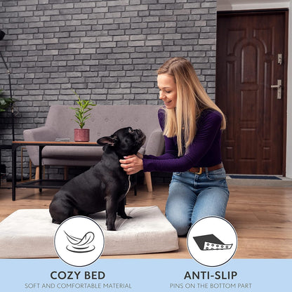 Orthopedic High-Density Memory Foam Dog Bed - Temperature Regulating Cooling Insert for Dogs of All Sizes (Puppy to 100 lbs) - Available in Five Sizes (Large)