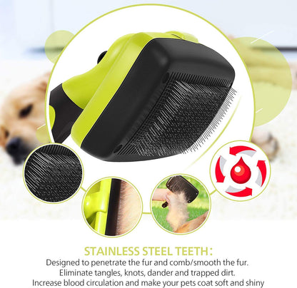 Self-Cleaning Slicker Brush for Long and Short Haired Dogs, Cats, and Shedding Control - Large and Versatile Grooming Tool