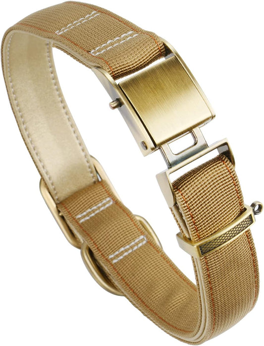Chede Luxury Padded Adjustable Heavy Duty Nylon Dog Collar, Seatbelt Metal Buckle,For Medium Large Pets