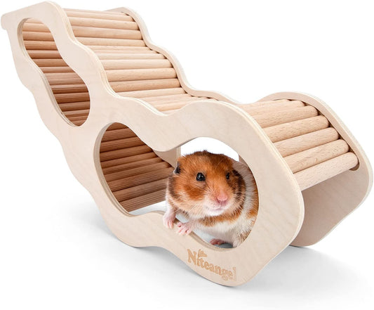 Niteangel Hamster House with Climbing Ladder for Small Pets, Featuring Secret Peep Tunnel Design