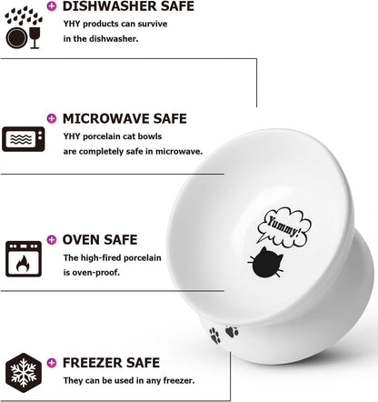 Y YHY Cat Bowl anti Vomiting, Raised Food Bowls, Tilted Elevated Bowl, Ceramic Pet Food Bowl for Flat Faced Cats, Small Dogs, Protect Pet'S Spine, Dishwasher Safe (5 Inches, White)
