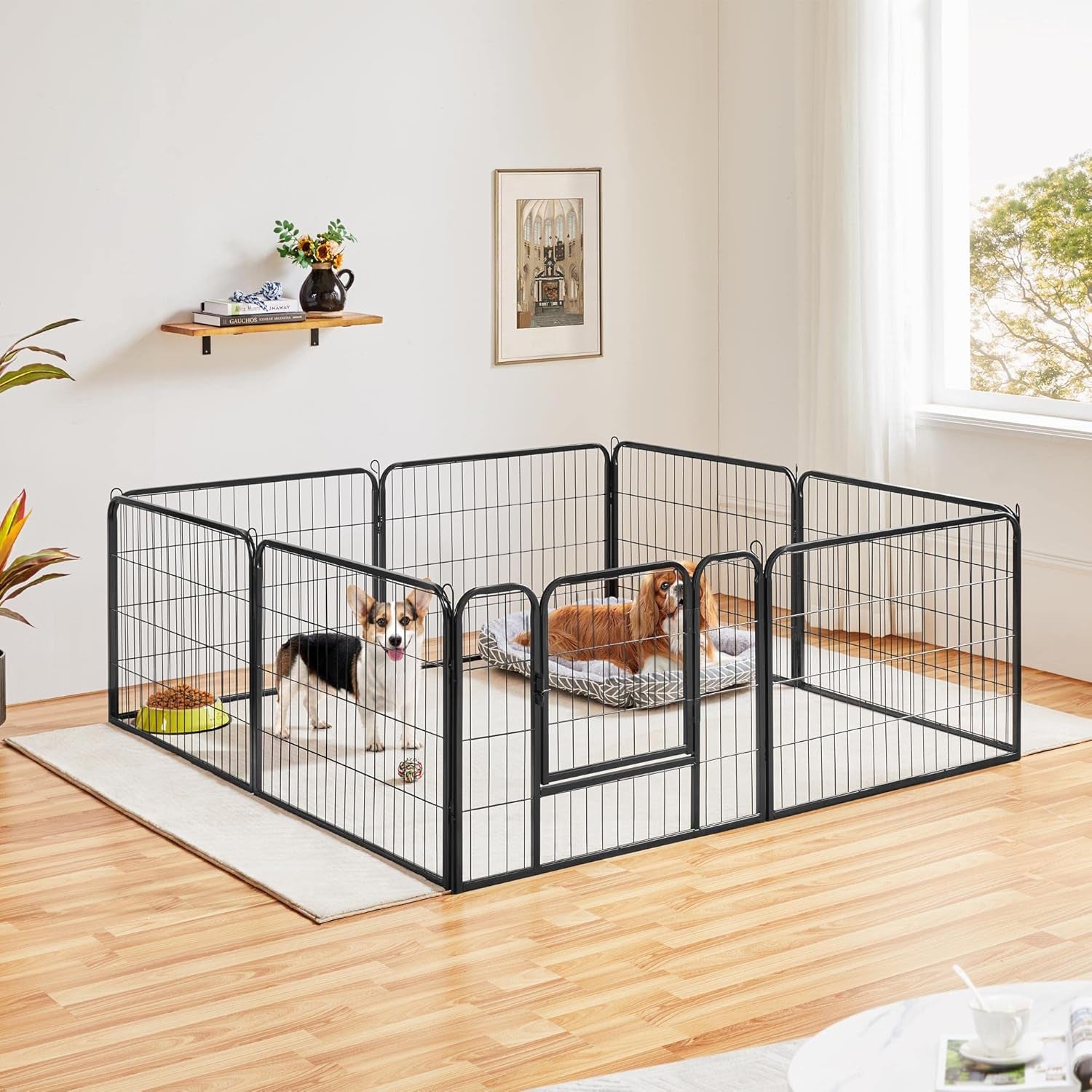 Yaheetech Dog Playpen Indoor, Extra Wide Outdoor Dog Fence Foldable Pet Puppy Exercise Pen for Yard/Garden/Rv Camping, 8 Panels 24 Inch Height X 32 Inch Width
