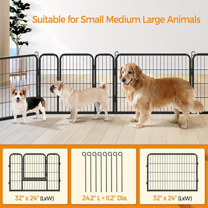 Yaheetech Dog Playpen Indoor, Extra Wide Outdoor Dog Fence Foldable Pet Puppy Exercise Pen for Yard/Garden/Rv Camping, 8 Panels 24 Inch Height X 32 Inch Width